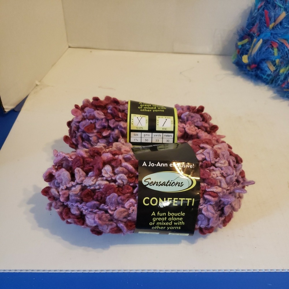 Lot of 2 Sensations Confetti Purple Yarn New